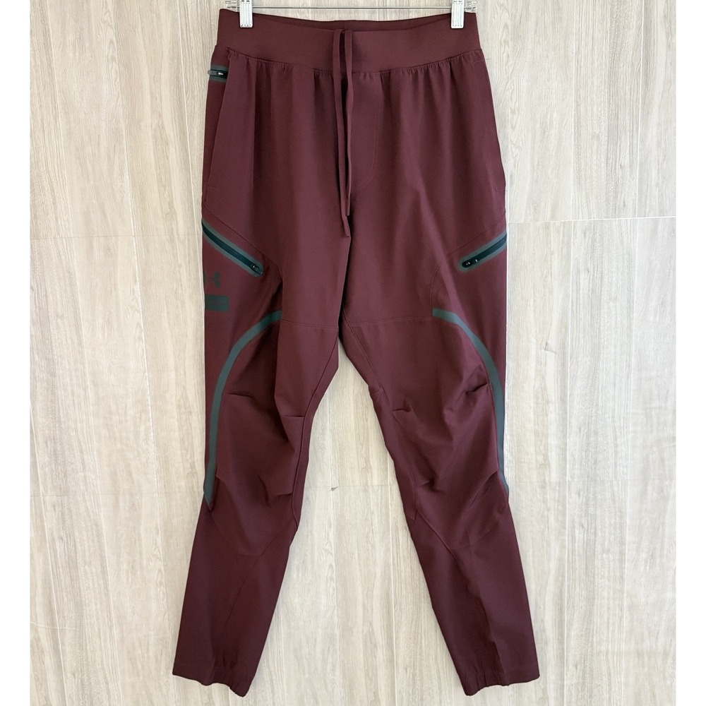 Under Armour Cargo Jogger Pants Men's Medium Red Maroon Unstoppable Fitted Taper